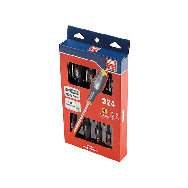 324 SH8 - Serie di 8 giraviti per viti con intaglio e impronta a croce phillips® - Usag - U03240650 324 SH8 - Serie di 8 giraviti per viti con intaglio e impronta a croce phillips® - Usag - U03240650